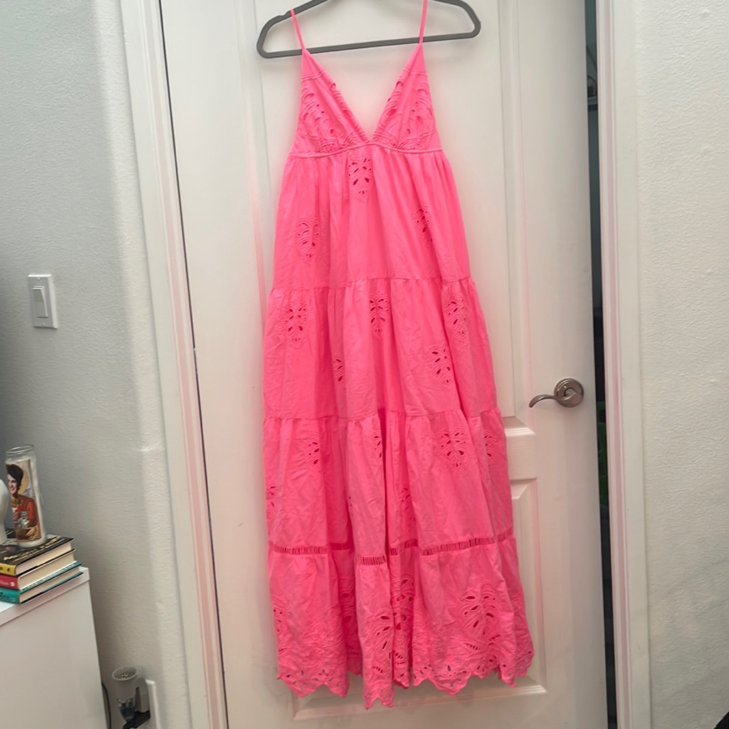 Farm Rio Neon Pink Maxi Dress. Size Small.